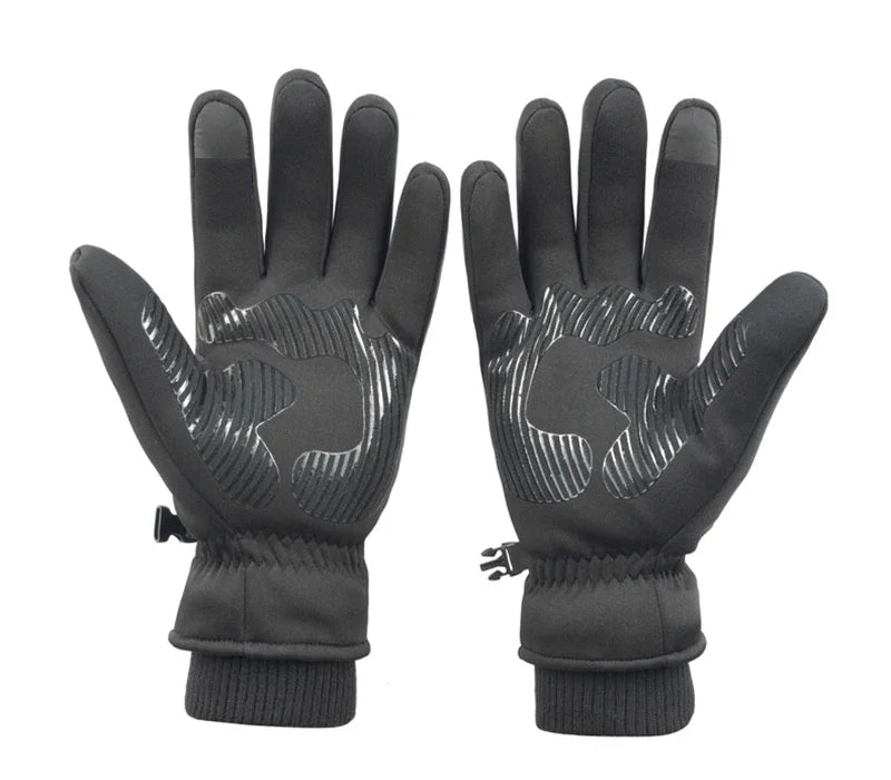 Herren Skihandschuhe – Wasserdichte Winddichte Winter Fäustlinge | Rutschfest Gefüttert mit Samt, Schneemobil & Motorrad Handschuhe für Winterreisen Kaufschwan® Schwarz