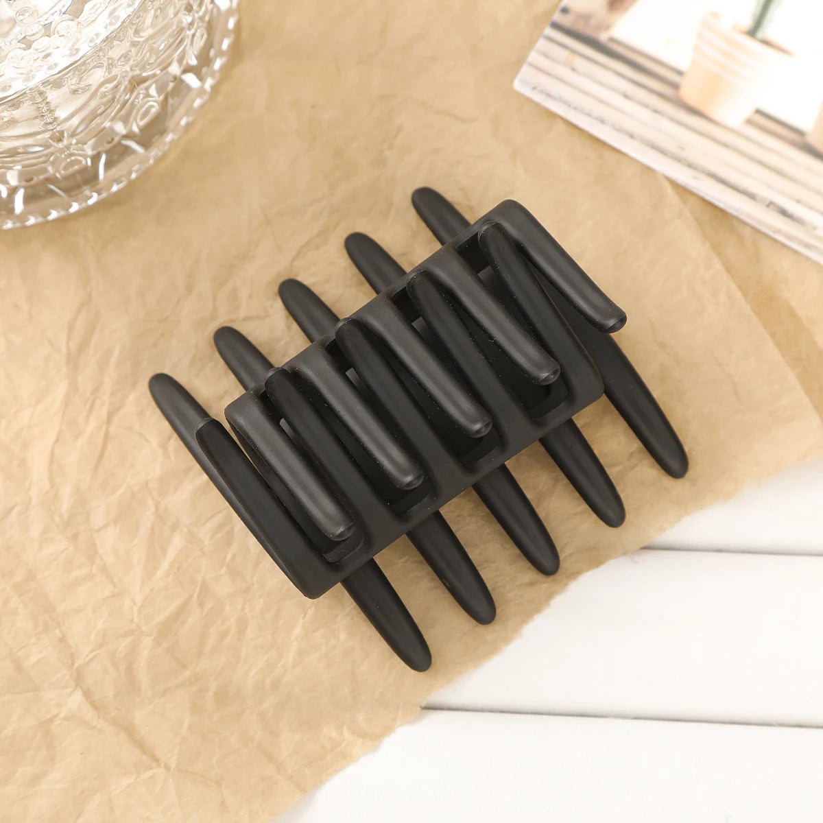 Doppelseitiger Frosted Haarkamm – Rutschfeste Zahnkamm-Haarklammer in Schwarz für Damen Kaufschwan® Abbildung 4