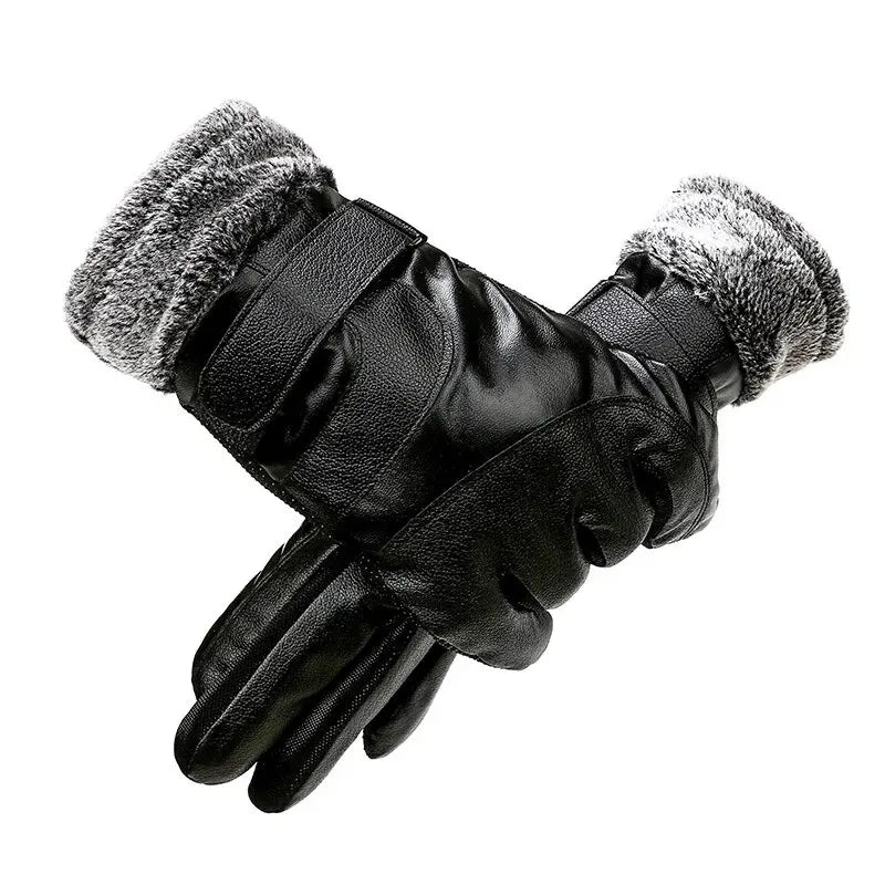 Leder Winterhandschuhe – Damen & Herren Fleece Gefüttert | Touchscreen Wasserdicht & Winddicht Motorrad- & Autofahrerhandschuhe Kaufschwan®