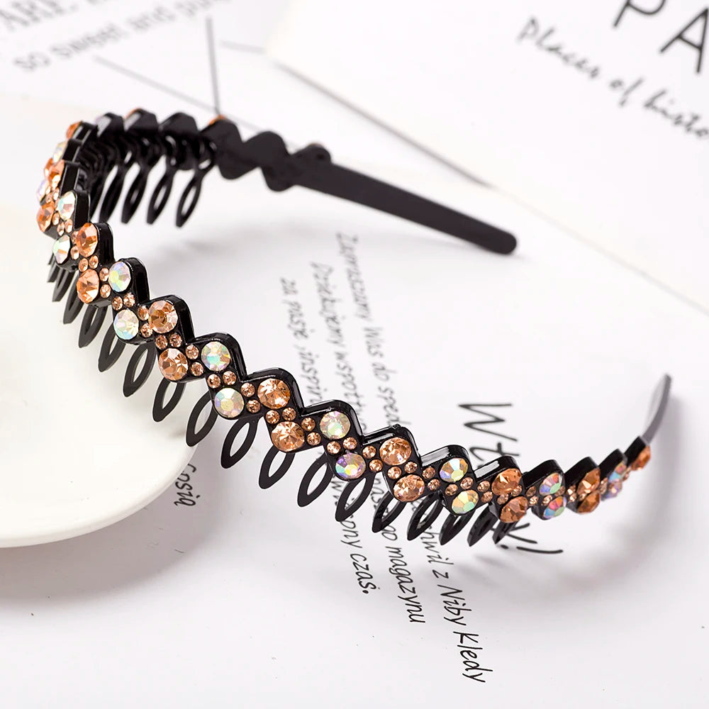 Eleganter Haarreif mit Perlen & Strass – Elastisches, rutschfestes Stirnband mit Blumen für Damen & Mädchen Kaufschwan® Sekt 3