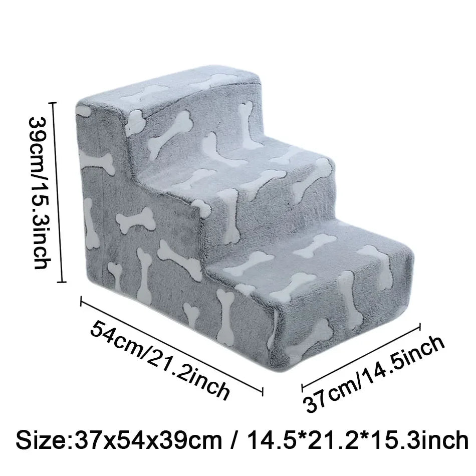 Knochenform Hundetreppe – Weiche Rutschfeste Haustierleiter für Sofa & Bett Kaufschwan® M 3 Stufen