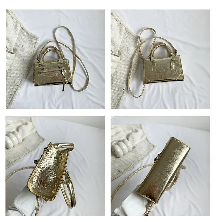 Glänzende Lackleder Crossbody Tasche – Damen Schulter Handtasche im Weichen Quadratischen Design mit Reißverschluss & Polyesterfutter Kaufschwan®