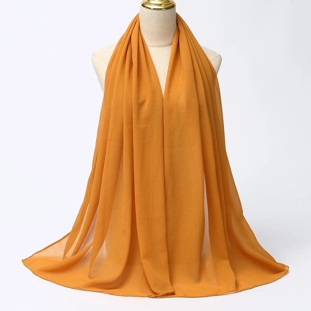 Muslimischer Chiffon Hijab Schal – Damen Langer Einfarbiger Kopf Schal | Eleganter Jersey Schleier & Modisches Umschlagtuch