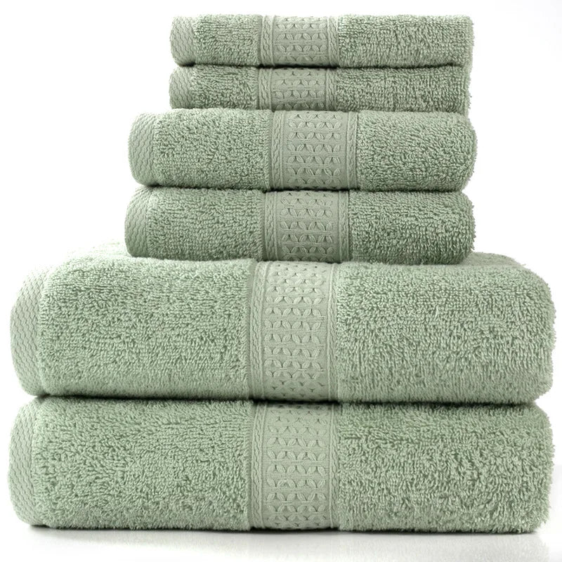 6-teiliges / 3-teiliges Baumwoll Handtuch Set – Luxuriös Bestickt mit Spitze | Bade-, Hand- & Gesichtstücher in 17 Farben, Schnell Trocknend Kaufschwan®