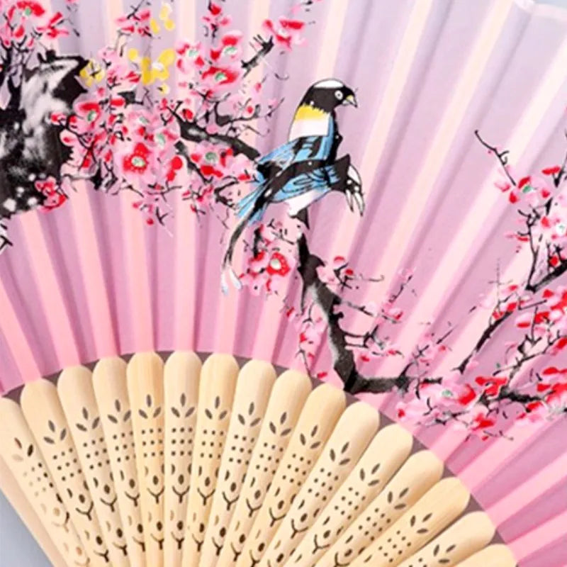 Vintage Seiden-Faltfächer | Chinesische & Japanische Bambusfächer | Tanzrequisiten | Heimdekoration & Geschenke Kaufschwan®