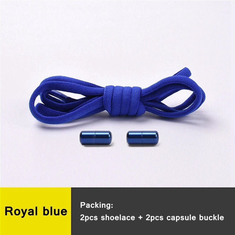 21 Farben No-Tie Schnürsenkel – Elastische Laces mit Rundem Metallverschluss | Schnelle Slip-On Sneaker Laces für Damen & Herren, 1 Paar Kaufschwan® Königsblau 100cm