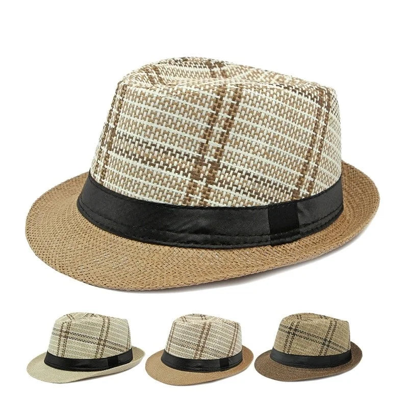 Retro Sonnenhut – Britischer Top Hat Stil, Geometrischer Strohhut mit Gürtel, Unisex Strand & Partner Fedoras Kaufschwan®