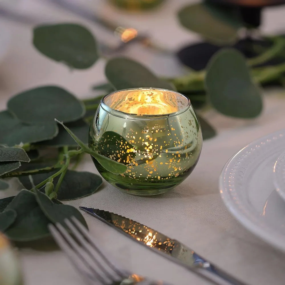 6 / 12 Stück Mercury Glas Teelichthalter – Bunte Kreative Kerzenhalter für Wohndeko, Hochzeit & Party Tischdekoration Kaufschwan®