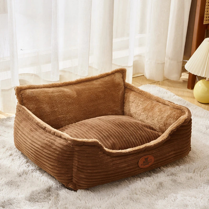 Abnehmbares Waschbares Hundebett – Warmes Herbst Winter Haustier Sofa Nest Kaufschwan® Braun S 45x50cm