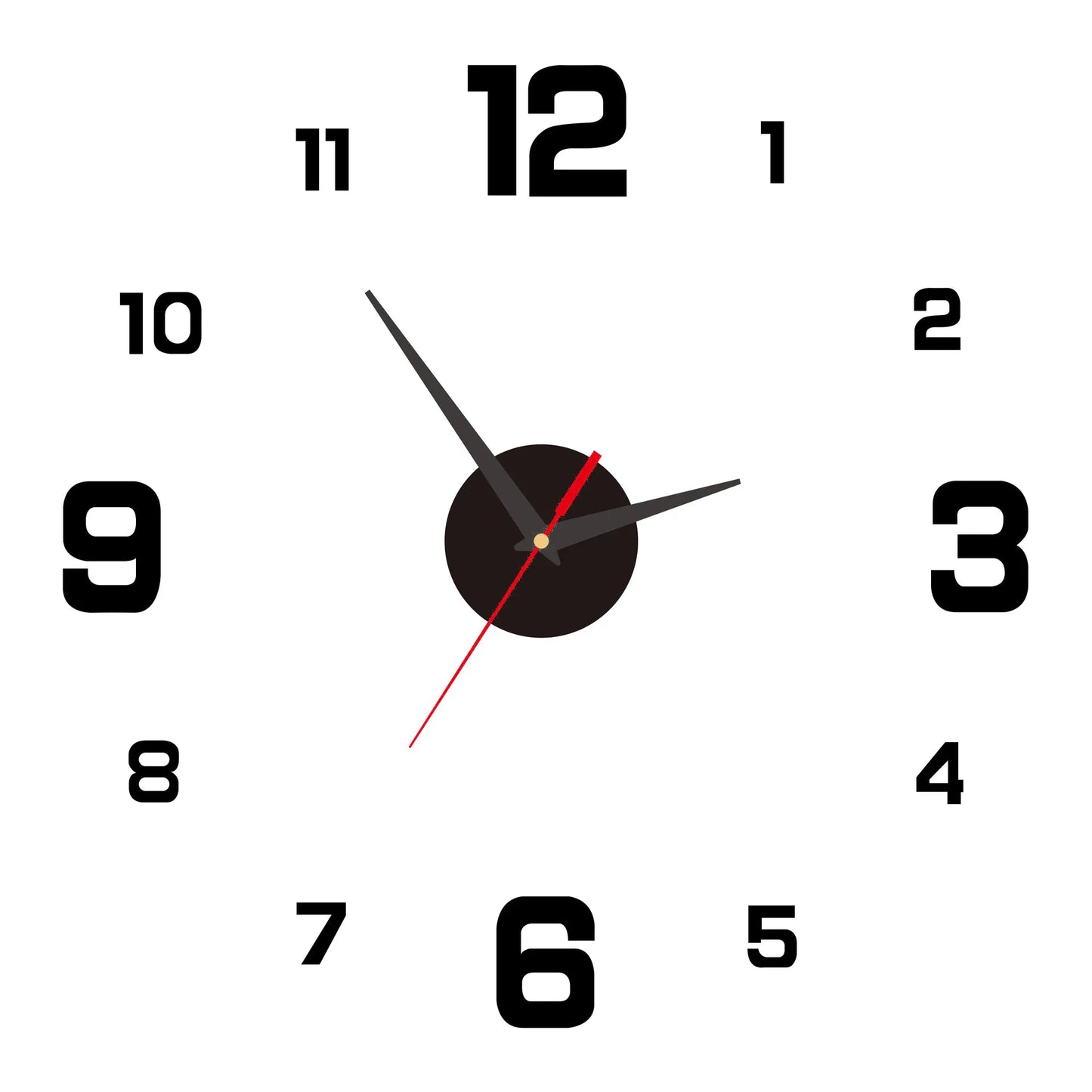 3D Rahmenlose DIY Wanduhr – Leise Moderne Sticker Uhr Kaufschwan® Schwarz
