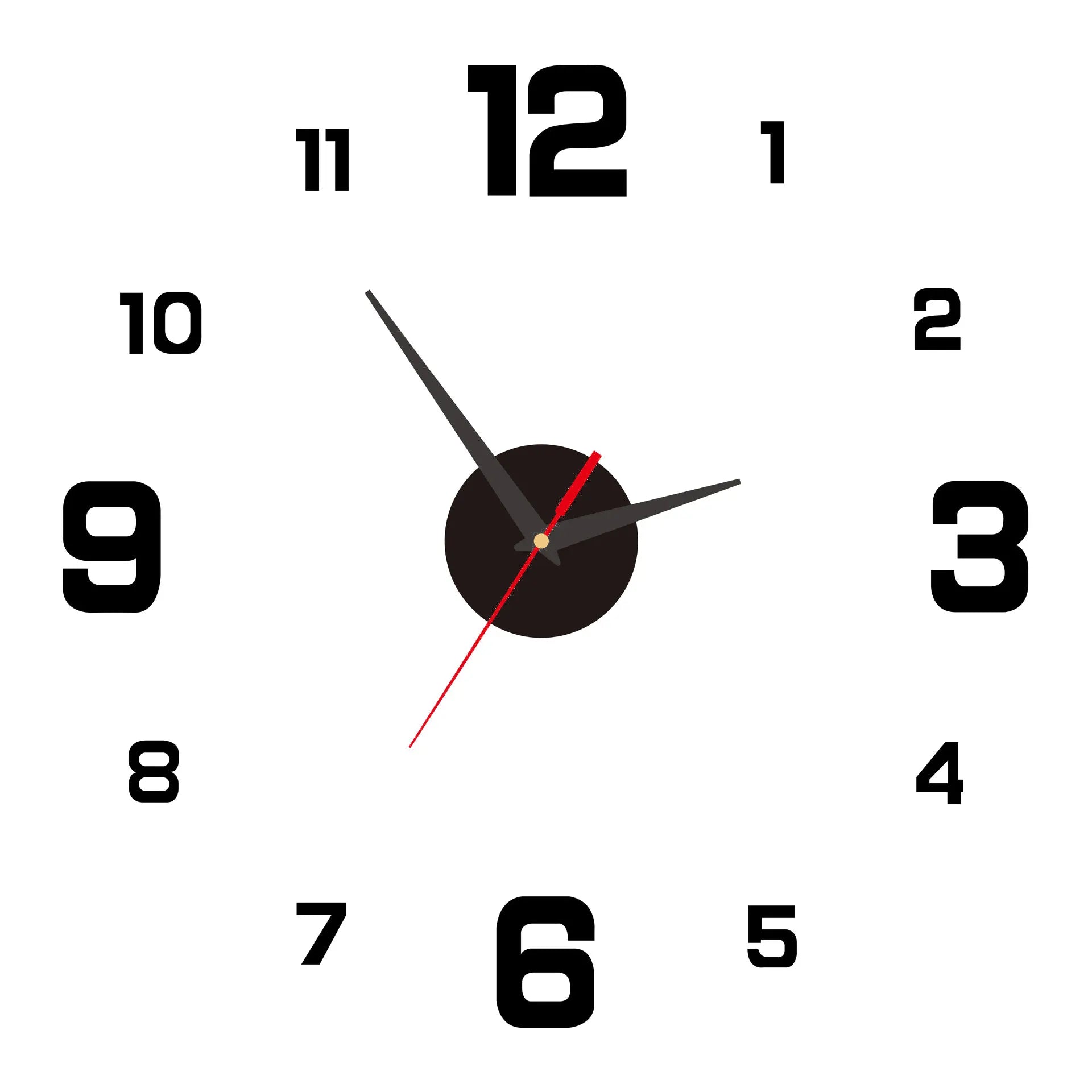 3D Rahmenlose DIY Wanduhr – Leise Moderne Sticker Uhr Kaufschwan® Schwarz
