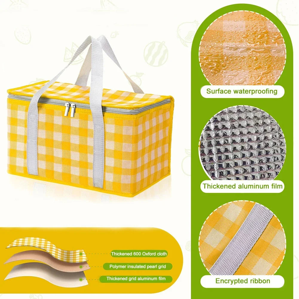 Große Outdoor Picknick Kühltasche – Tragbare Isolierte Box | Camping Getränketräger, Bento Tasche & Picknickbedarf Kaufschwan®