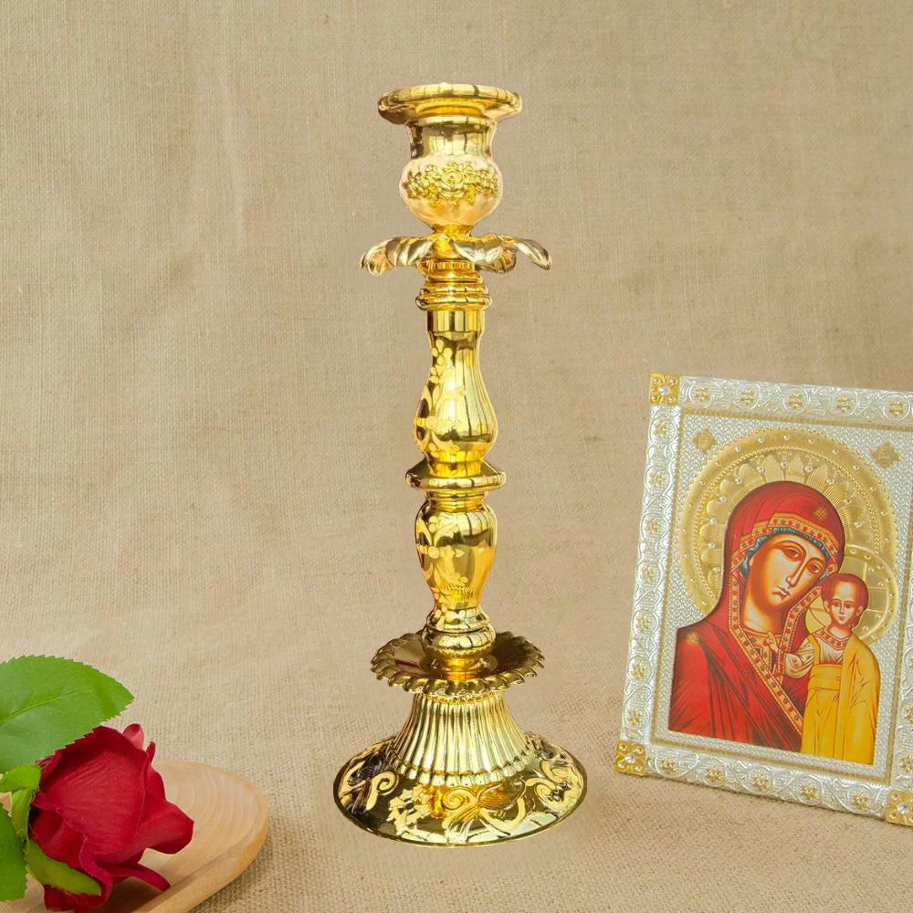 Orthodoxer Kerzenhalter – Handgefertigter Komposit Kerzenständer für Zuhause, Villa, Wohnzimmer & Party Dekoration Kaufschwan® Weiß - L