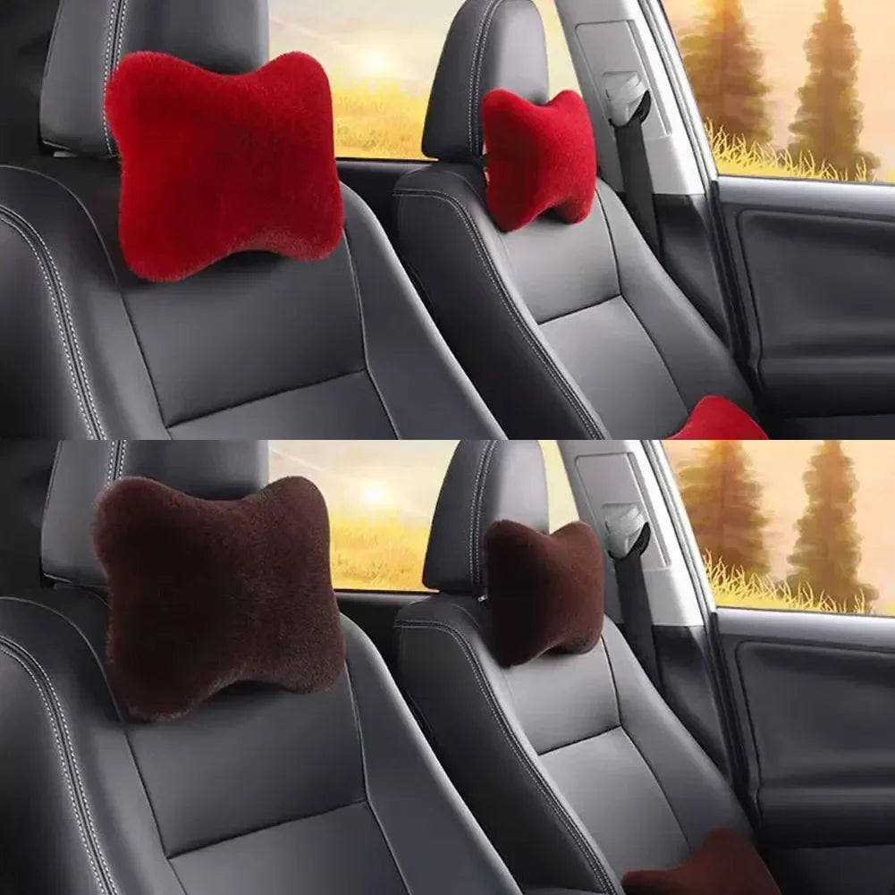 Winter Plüsch Nackenstützkissen fürs Auto – Universelles Kopfstützen- & Lendenkissen für Wärme & Komfort Kaufschwan®