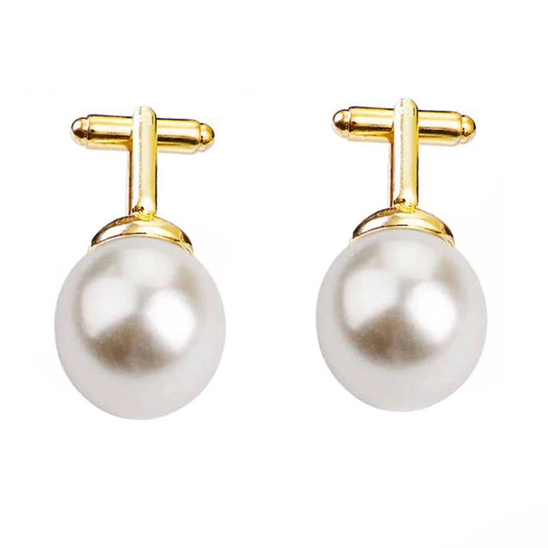 Runde Imitationsperlen Manschettenknöpfe – Elegante Perlen Manschetten für Damen & Herren | Hochzeit, Business & Anlass Accessoires Geschenk Kaufschwan®