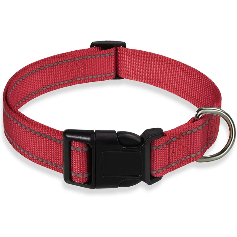 Reflektierendes Nylon Hundehalsband mit Leine Verstellbar Sicherheits Set für Kleine Mittelgroße Hunde Kaufschwan® Rot S 2x25-35cm