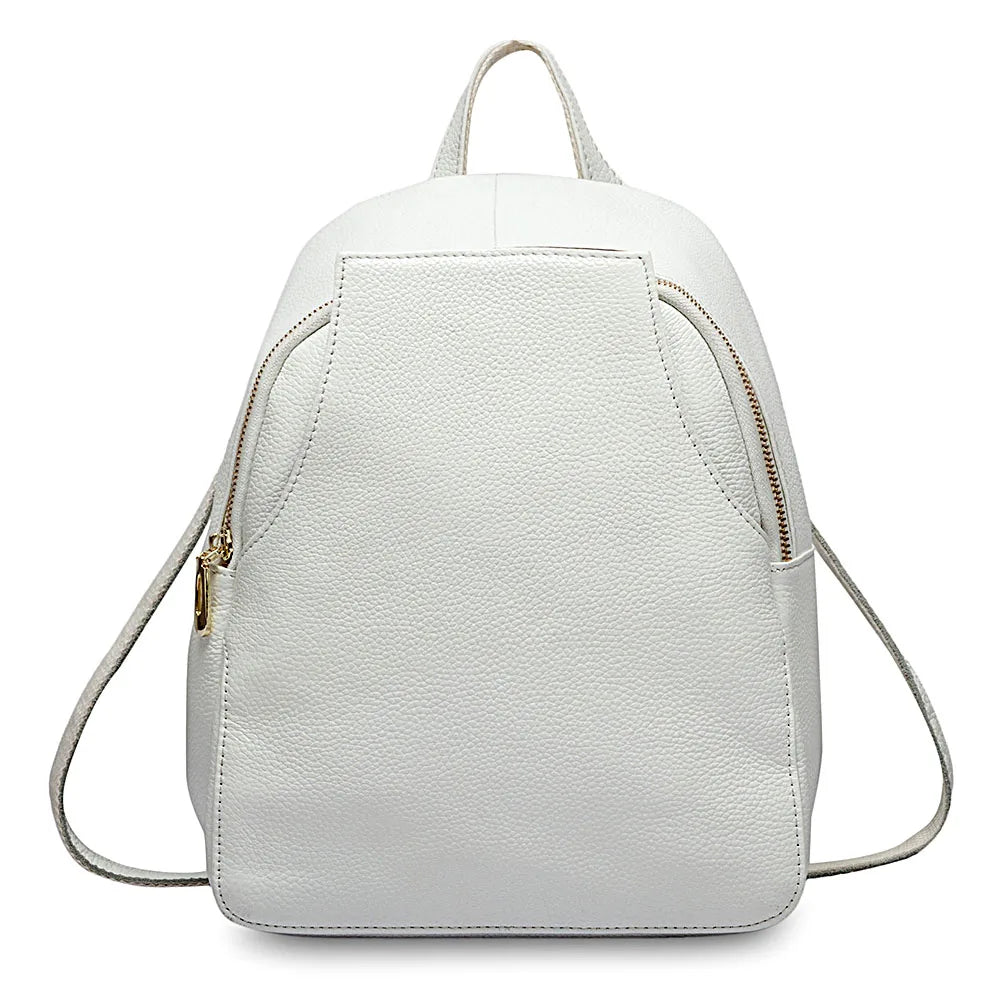 Damen Rucksack in Reinweiß | 100% Echtes Leder | Anti-Diebstahl Eleganter Reise-Rucksack | Schultertasche in Pink Kaufschwan® Reines Weiß