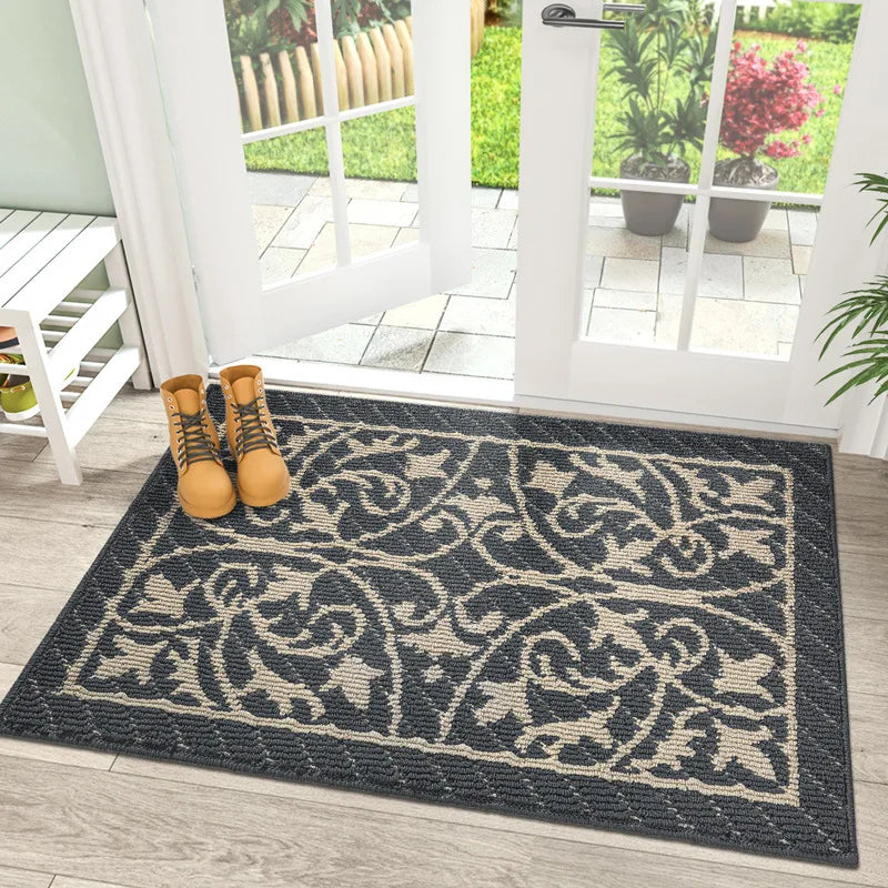 Retro Outdoor Fußmatte – Veranda- & Gartenmatte mit Staubfang-Design, Rutschfest & Langlebiges Polypropylen Kaufschwan® Dunkelgrau 60x90cm
