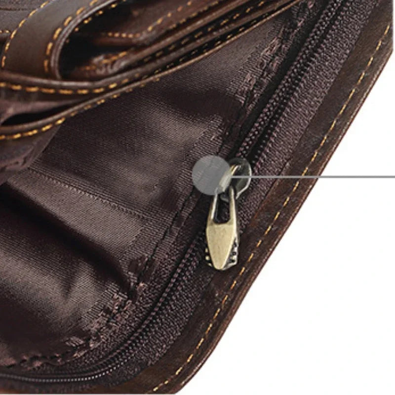 Herren Geldbörse aus Echtem Rindsleder – Retro Kurzformat | Hochwertige Lederbörse mit Hasp-Verschluss & Münzfach Kaufschwan®