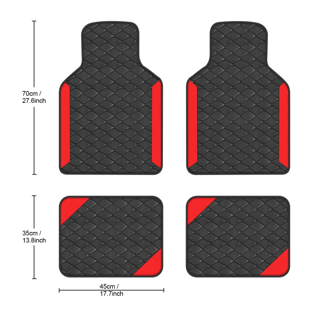 4-teiliges Luxus Teppich-Fußmatten-Set – Universelle Linkslenker Autoschalenmatten mit PU-Leder, Verschleißfest & Rutschfest Kaufschwan®
