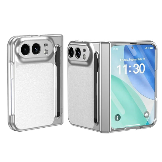 Hochwertige Luxuriöse Glänzende Schutzhülle für iPhone Duo 5G 2026 – Rundumschutzhülle mit Stifthalter, Schutzfolie, Scharnier- und Stoßschutz Kaufschwan®
