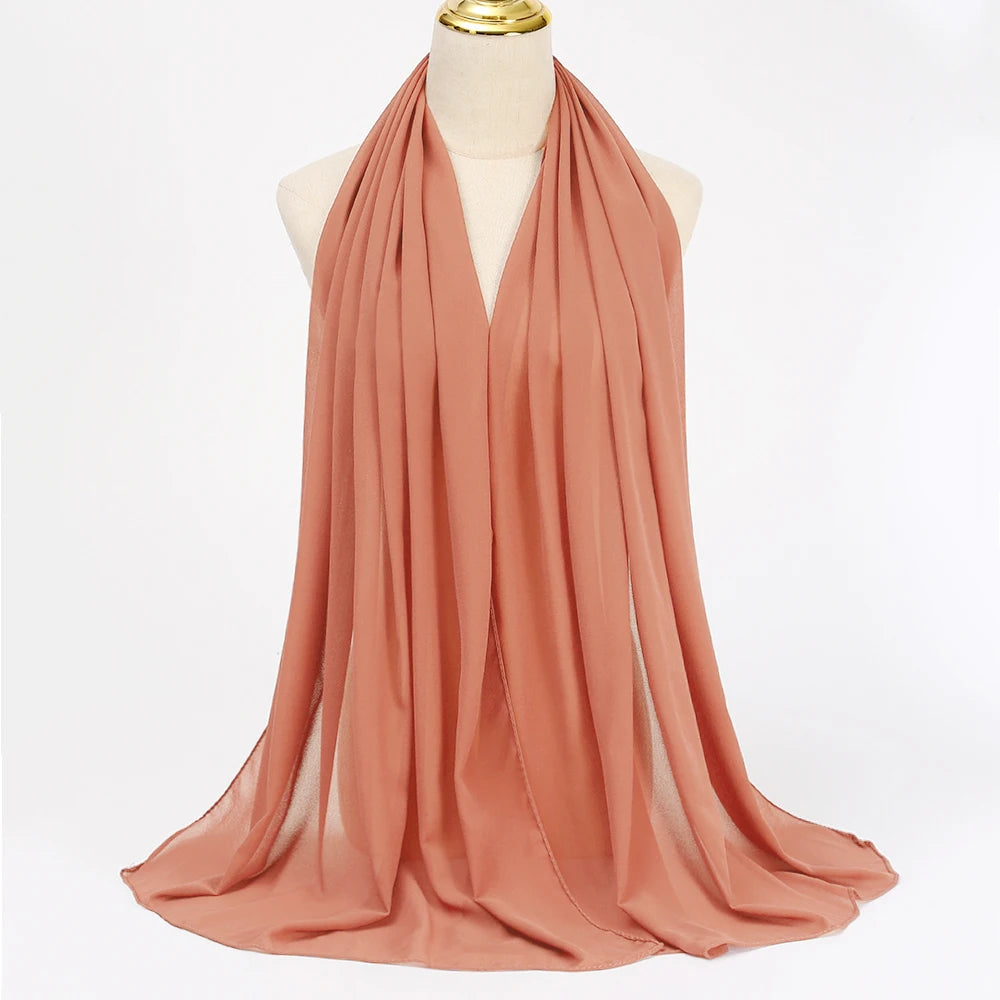 Muslimischer Chiffon Hijab Schal – Damen Langer Einfarbiger Kopf Schal | Eleganter Jersey Schleier & Modisches Umschlagtuch