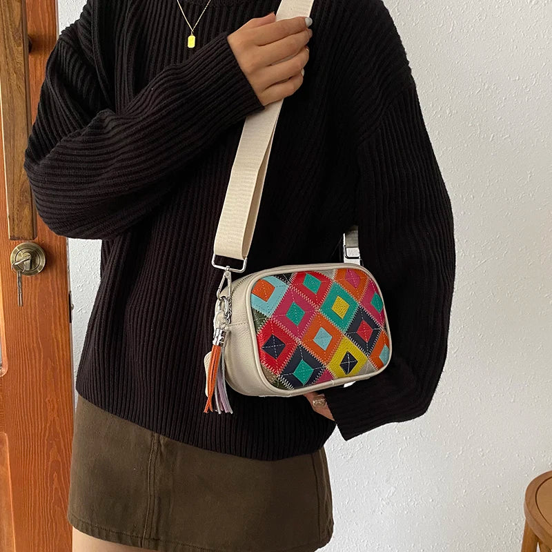 Kleine Bunte Ledertasche – Luxus Damen Handtasche, Crossbody & Schultertasche in Hochwertiger Verarbeitung Kaufschwan®