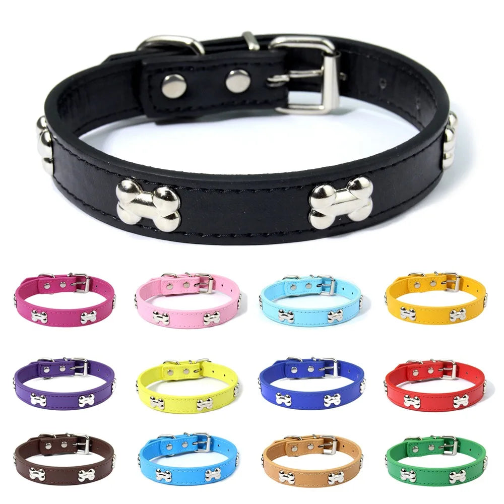 Knochen Leder Hundehalsband Strapazierfähig Verstellbar für Kleine Große Hunde Katzen Welpen Kaufschwan®