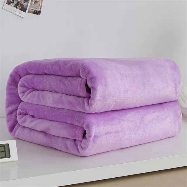 Korallfleece Flanell Decke – Weiche, warme und leichte Bettdecke, Sofabezug, Einfarbig Blau & Rosa Kariert Kunstpelz