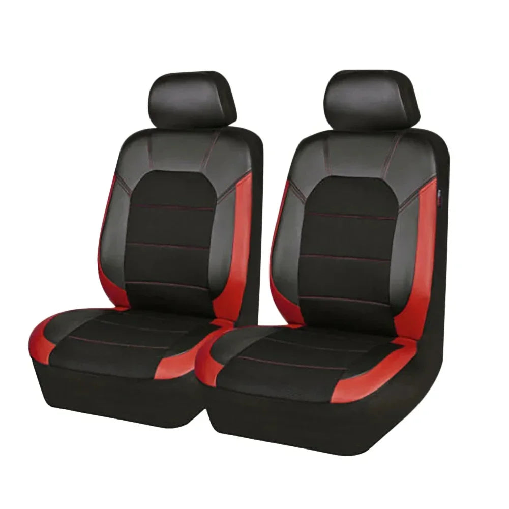 Universelles PU-Leder Autositzbezug-Set – Vollschutz für vorne & hinten, passend für 5-Sitzer Autos & LKWs Kaufschwan® 2 Sitze-Rot