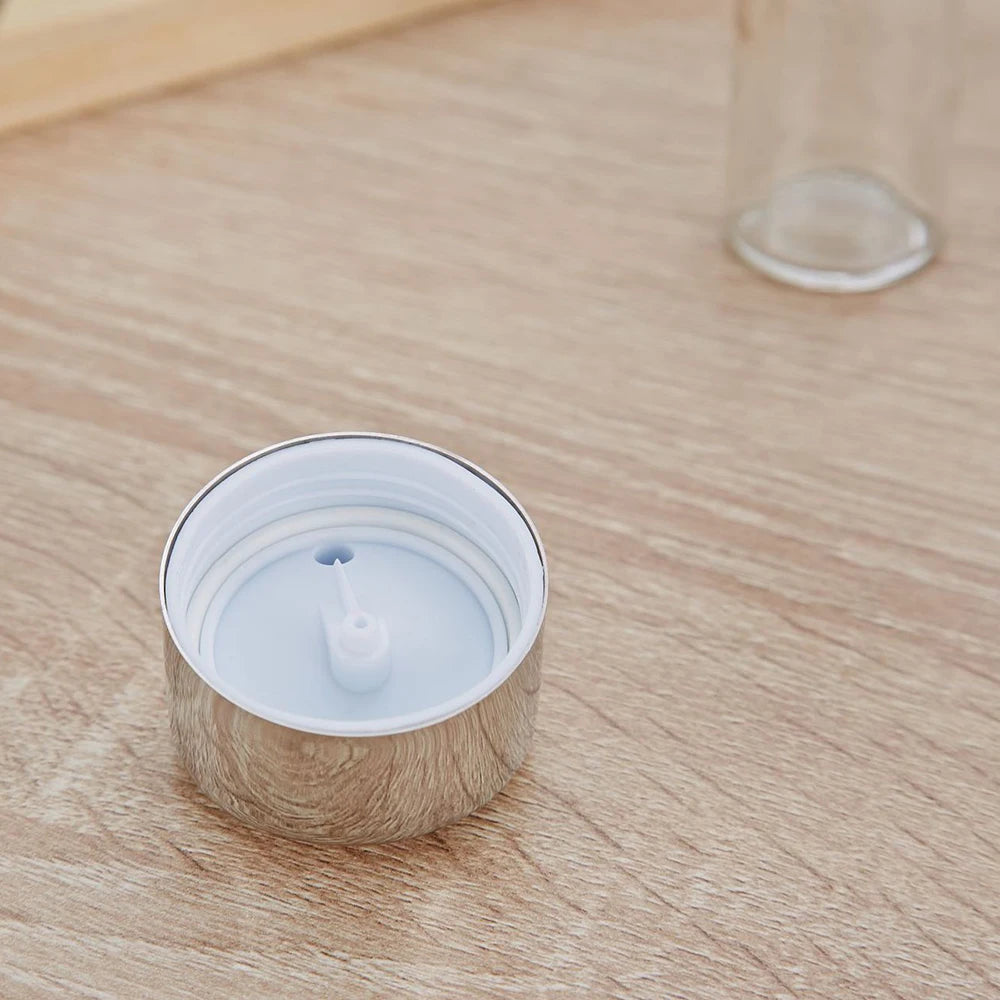 4-in-1 Gewürzflaschen Set mit Halter – Öl- & Essigspender, Salz- & Pfefferstreuer | Glas Cruet Set mit Ständer Kaufschwan®