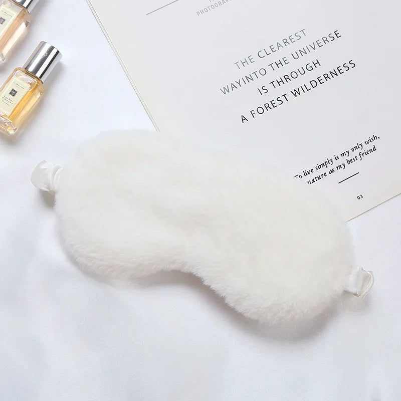Plüsch Schlafmaske | Weiche & Niedliche Love-Cloud Augenbinde | Bequeme Augenabdeckung für Nickerchen, Reisen & Entspannung Kaufschwan® Weiß 20x10cm
