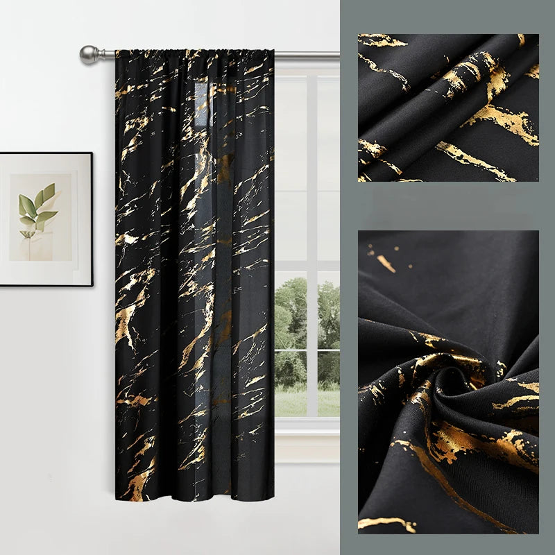 Luxus Marmor Goldfolie Print Vorhang Präzises Design für Wohnzimmer Dekoration Kaufschwan®