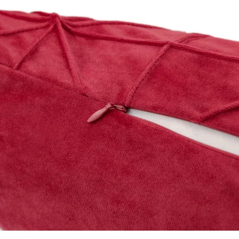 Samt Kissenbezüge | Kariertes Gitter Design | Dekorative Kissenhüllen in Weihnachtsrot für Sofa & Wohnkultur Kaufschwan®
