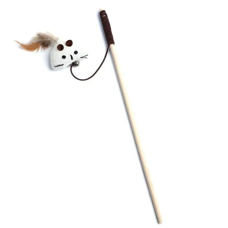 Bunter Feder-Spielstab für Katze – Interaktives Katzenspielzeug mit Holzstab für Katze & Kätzchen Kaufschwan® Dreieck