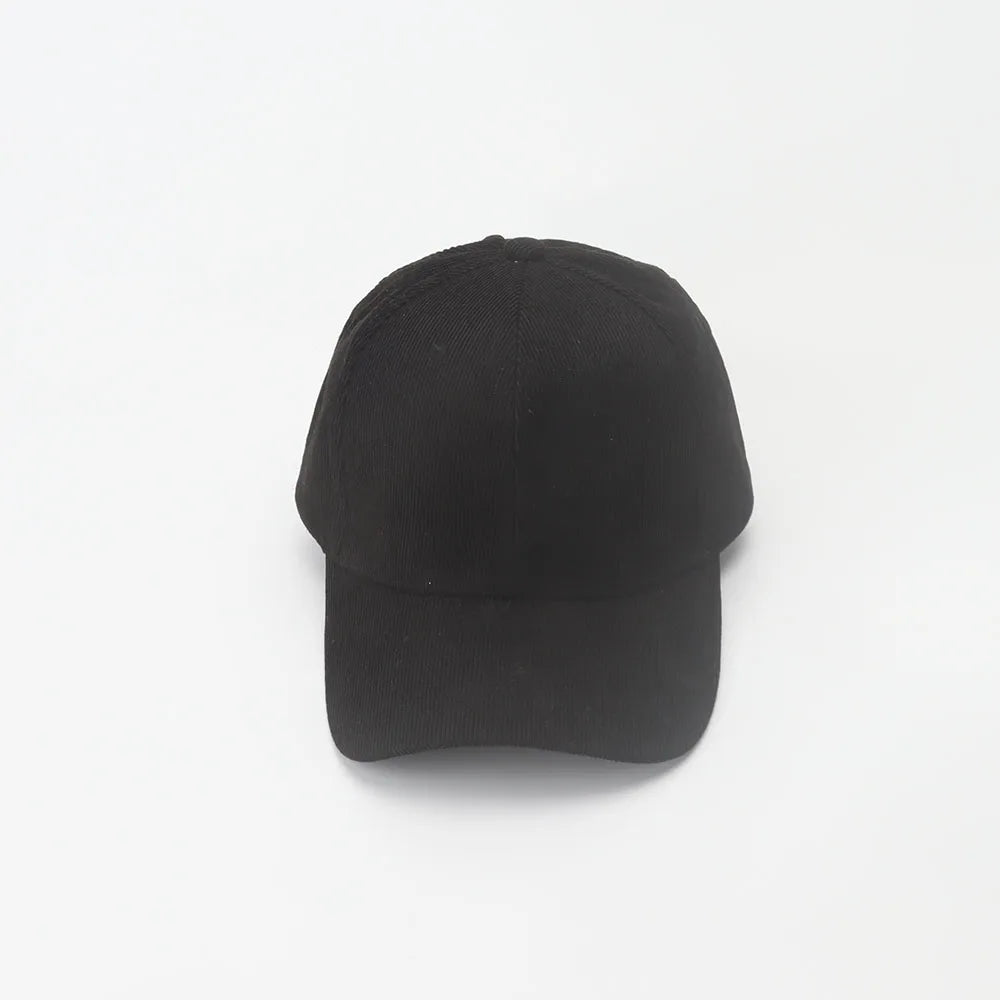 Corduroy Baseballkappe | Damen Retro Einfarbige Dad Hat | Herbst Winter Hüte für Herren & Damen | Unisex Freizeit Gebogener Schirm Kaufschwan® Schwarz 56-58cm