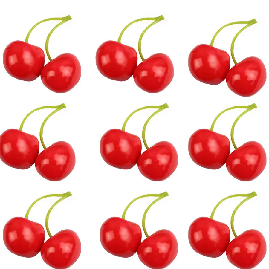 10 / 20 Stück Künstliche Schaumstoff Früchte & Gemüse – Apfel, Birne, Pfirsich & Banane Dekoration für Weihnachten & Hochzeit Kaufschwan® Kirsche 3 20 Stück