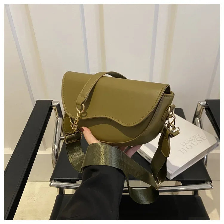 Damen Vintage Doppelriemen Schultertasche – Einfarbige PU Leder Crossbody Handtasche & Geldbörse