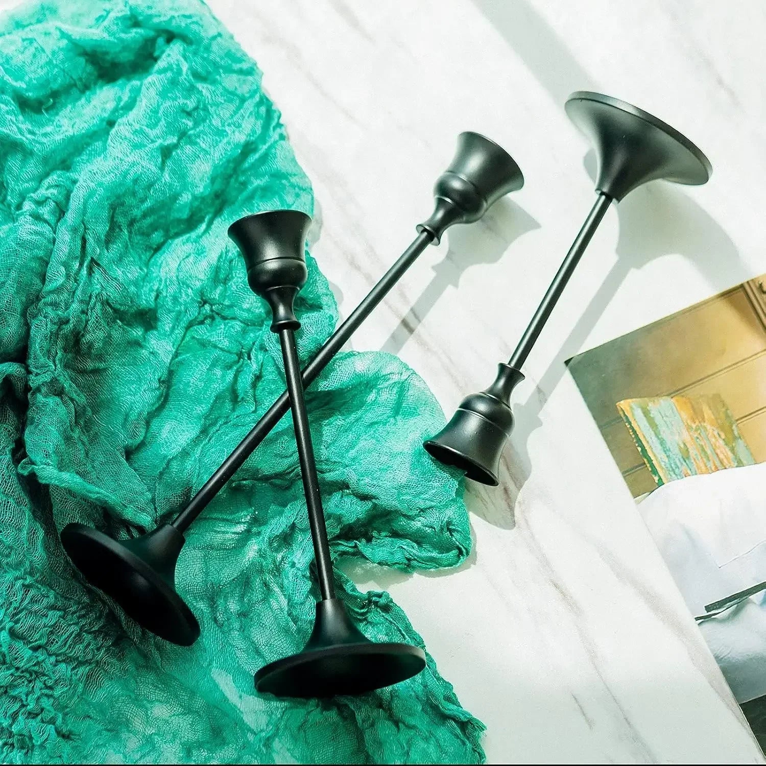 Set aus 3 Vintage Metall Aluminium Kerzenhaltern – Elegante Tischdekoration für Hochzeit, Zuhause & Hotel Kaufschwan®