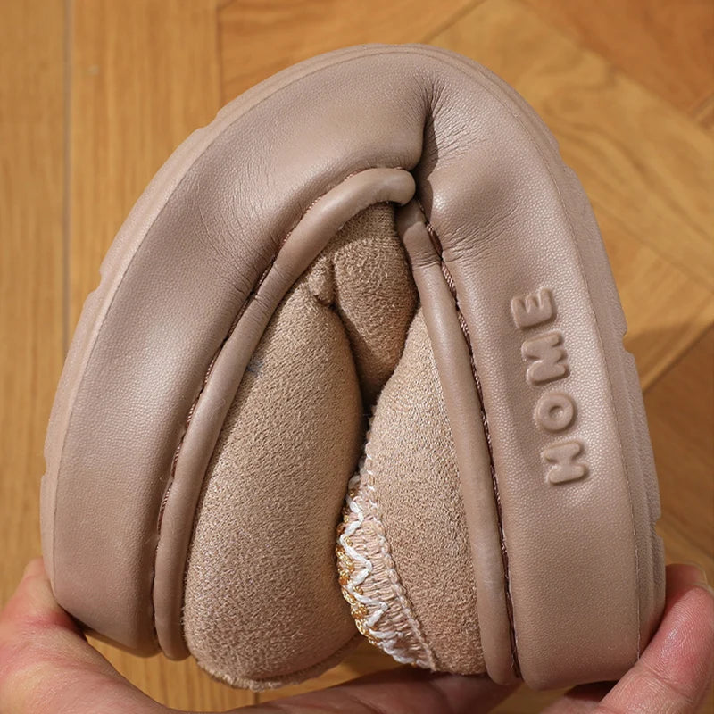 Modische Flauschige Plattform-Pantoffeln für Damen | Winter Plüsch & Warme Baumwollschuhe | Bequeme Rutschfeste Unisex Hausschuhe Kaufschwan®