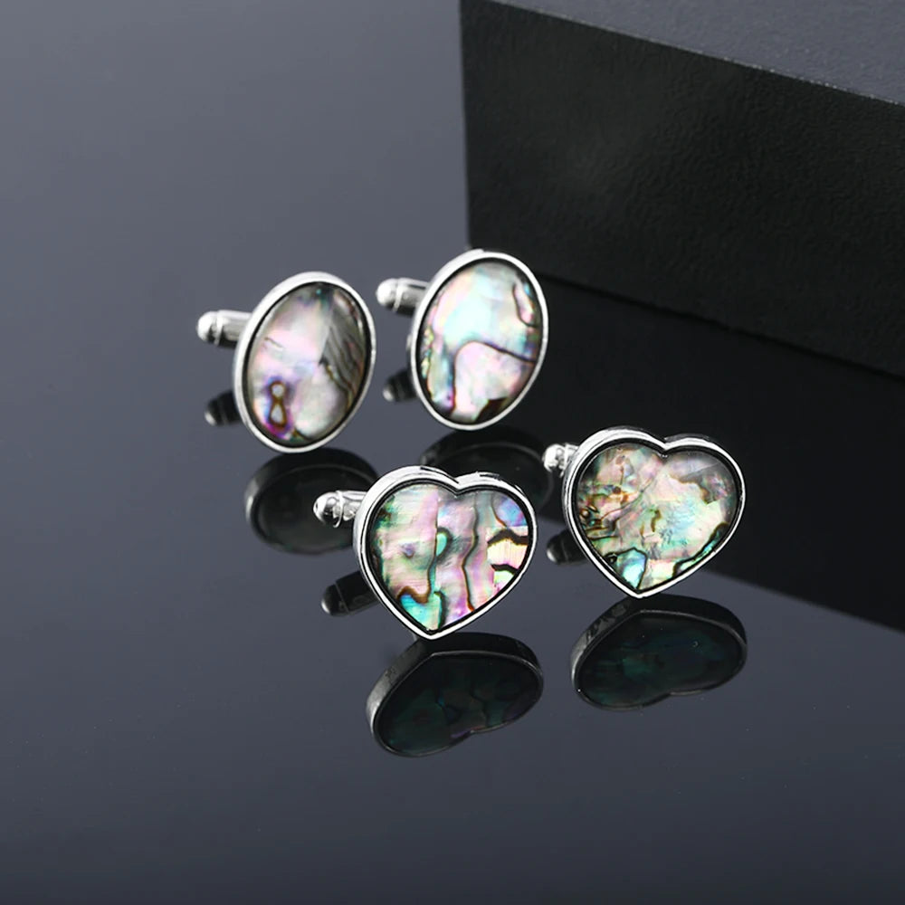 Elegante Abalone Muschel Manschettenknöpfe – Herz, Oval & Quadrat Designs | Hochwertige Herren Ärmelknöpfe für Business & Hochzeit Kaufschwan®