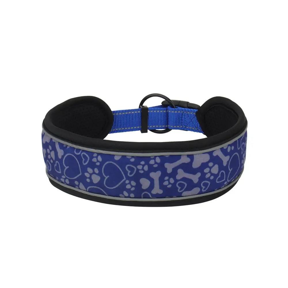 Breites Reflektierendes Weiches Hundehalsband Verstellbar Dick Strapazierfähig für Mittel Große Hunde Kaufschwan® Blau S