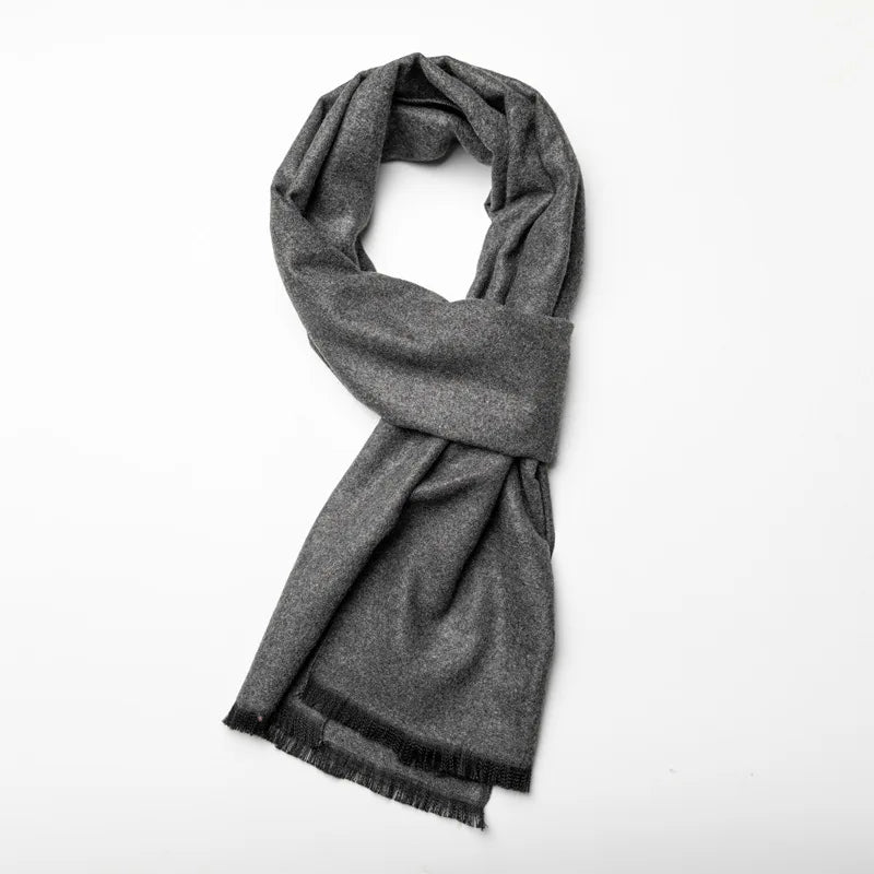 Einfarbiger Kaschmir-Imitat Schal für Herren | Winter Warmer Hals- und Nackenschal | Klassischer Schal – Navy & Schwarz Kaufschwan®