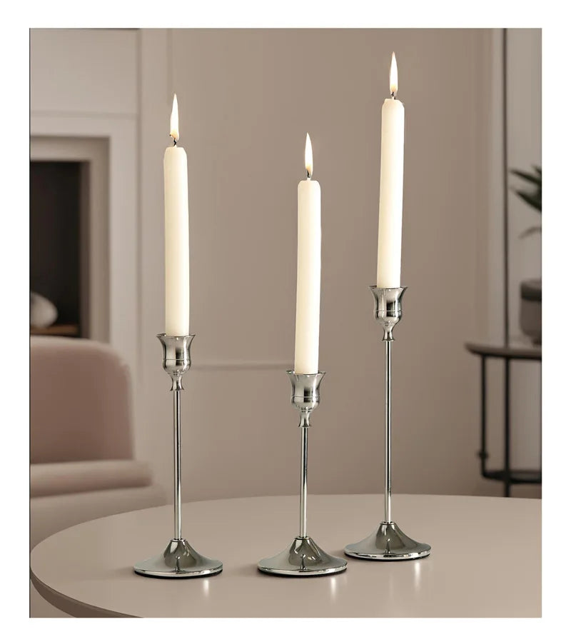 Set aus 3 Vintage Metall Aluminium Kerzenhaltern – Elegante Tischdekoration für Hochzeit, Zuhause & Hotel Kaufschwan®