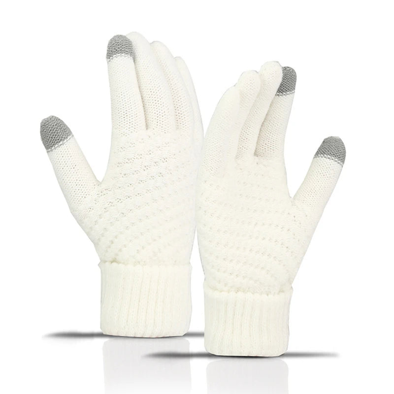 Winter Touchscreen Strickhandschuhe – Warme Unisex Vollfinger Handschuhe | Verdickte Strickhandschuhe aus Kunstwolle für Damen & Herren Kaufschwan®