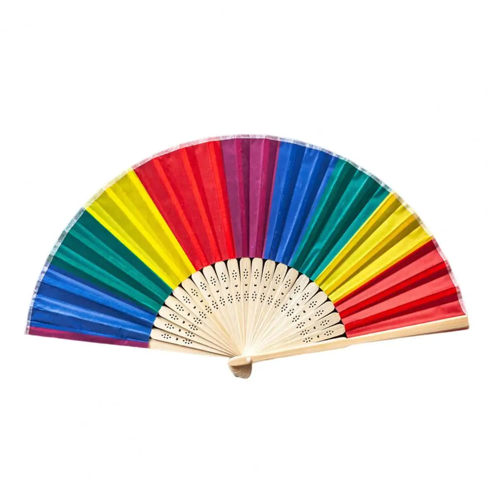 Regenbogen Faltfächer | Bambusrahmen | Wasserdicht & Bunte Farben | Handfächer für Zuhause & Veranstaltungen Kaufschwan® Design 1