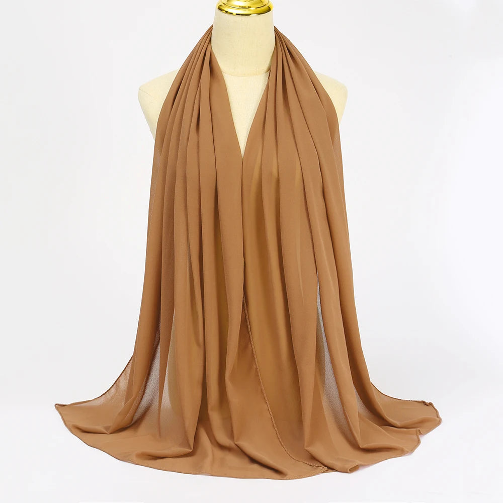 Muslimischer Chiffon Hijab Schal – Damen Langer Einfarbiger Kopf Schal | Eleganter Jersey Schleier & Modisches Umschlagtuch Kaufschwan®