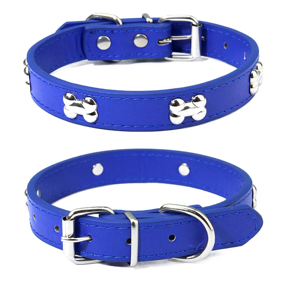 Knochen Leder Hundehalsband Strapazierfähig Verstellbar für Kleine Große Hunde Katzen Welpen