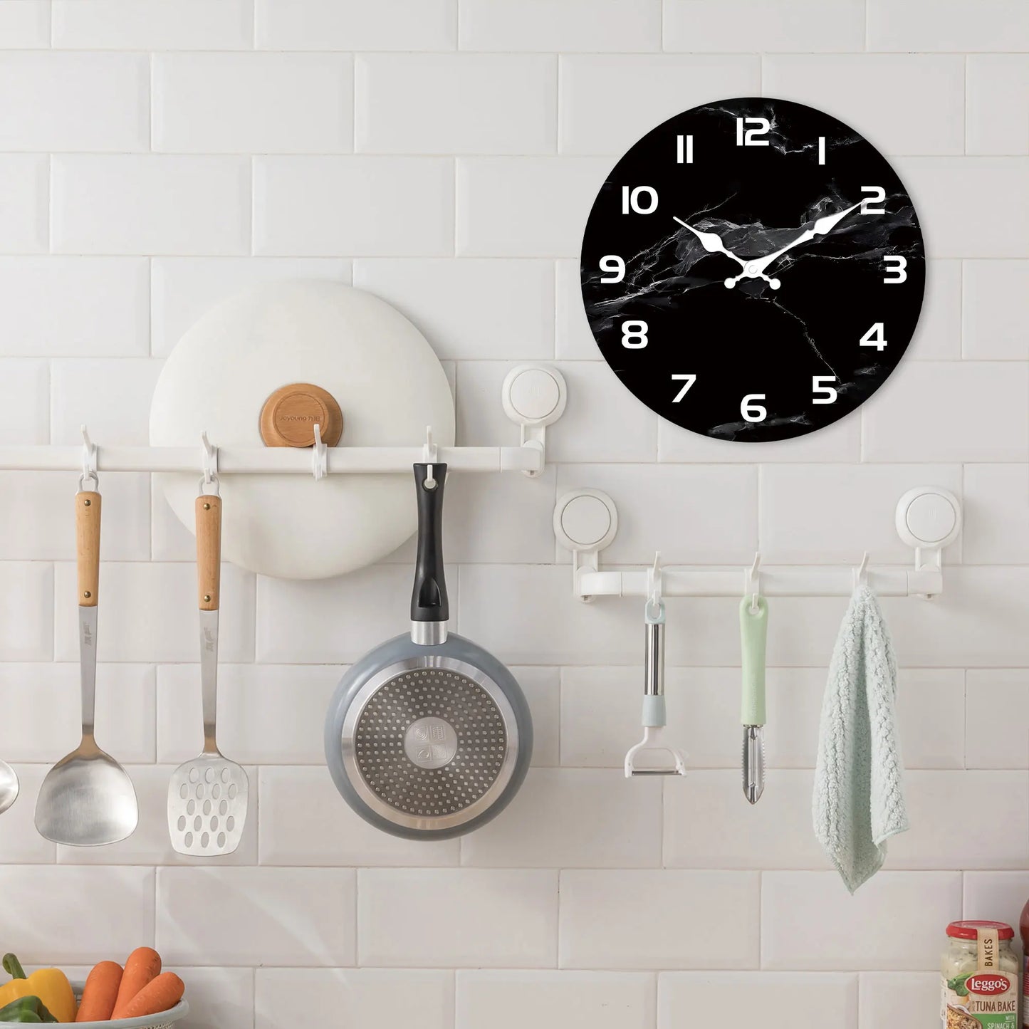 Schwarze Marmor Holz Wanduhr – Leise Moderne Deko Uhr Kaufschwan®