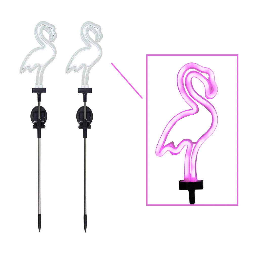 Neon Solar Gartenlichter – Wasserdichte Flamingo- & Weihnachtsbaum-LED-Lampen für Außenbereich & Partydeko Kaufschwan® 2 Stück B